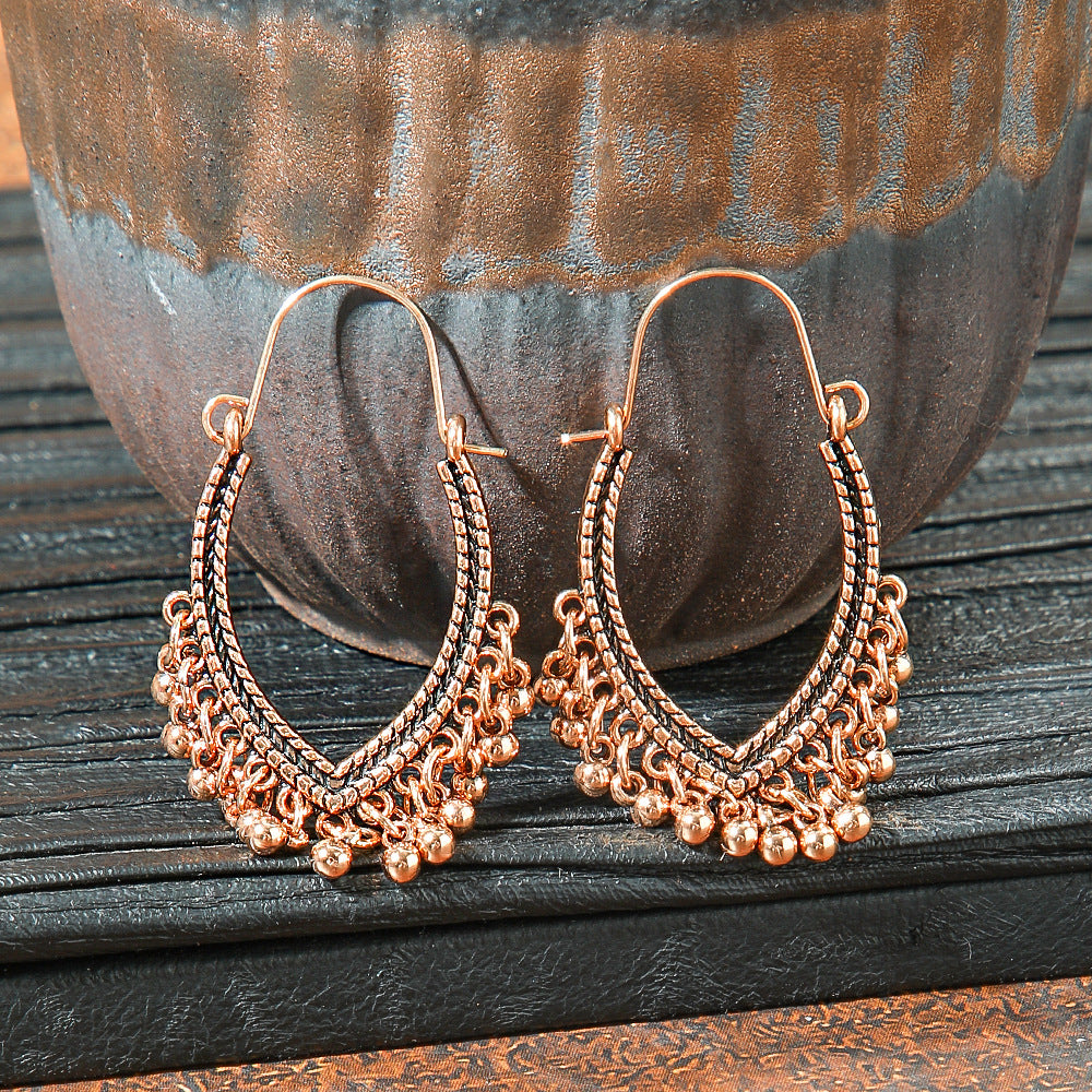 Retro Geometric Tassel Earrings Vintage Style for Women