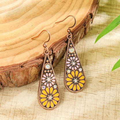 Colorful Alloy Drop Earrings Bohemian Style Fashionable Accessories