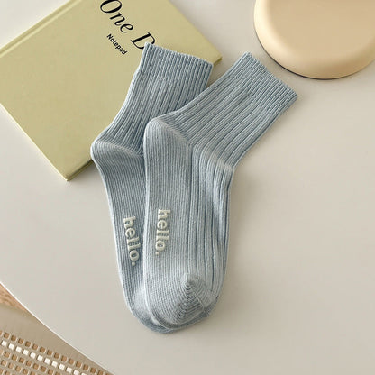 Rufia - "Hello" Macaron Cream-Colored Socks