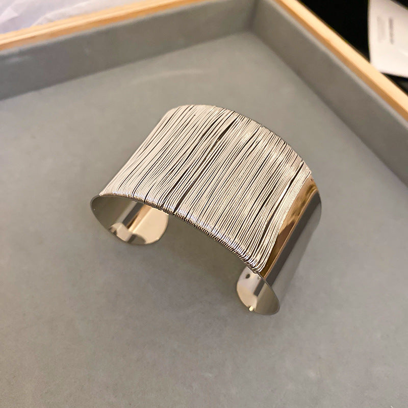 Simple Gold Wide Woven Cuff Bracelet