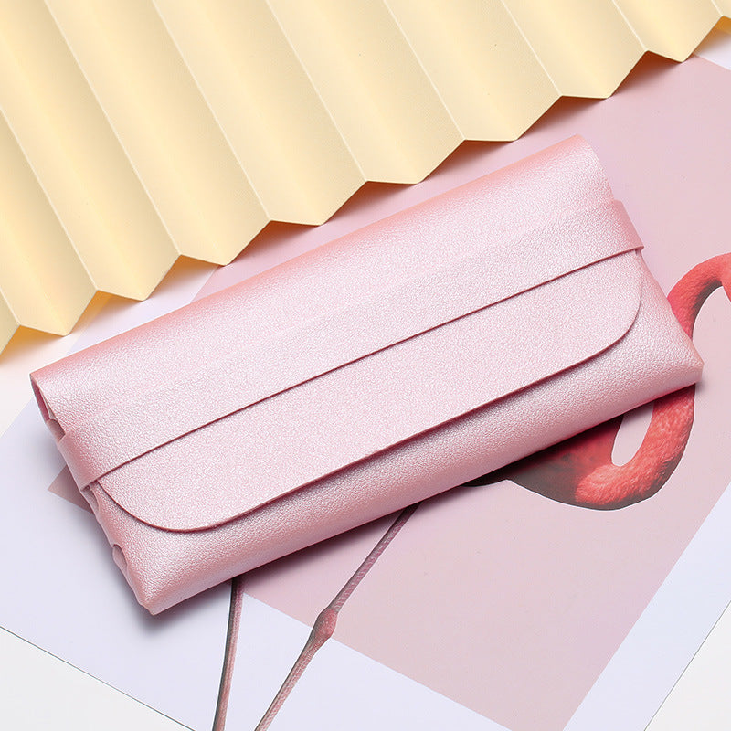 Trendy Portable Sunglasses Case Genuine Leather Eyewear Pouch