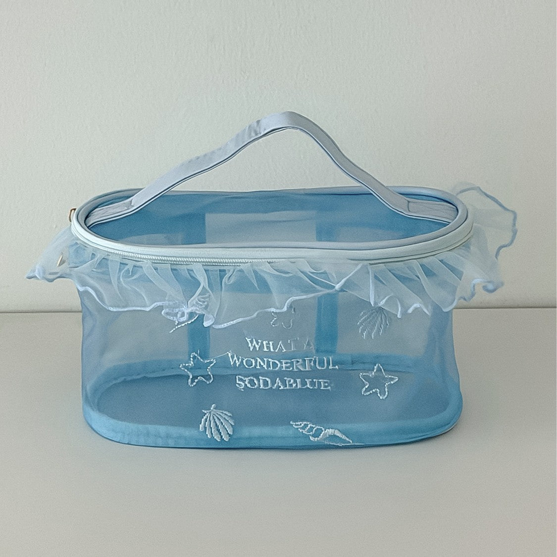 Trendy Ruffled Organza Makeup Bag Portable Versatile Storage