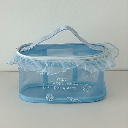 Trendy Ruffled Organza Makeup Bag Portable Versatile Storage