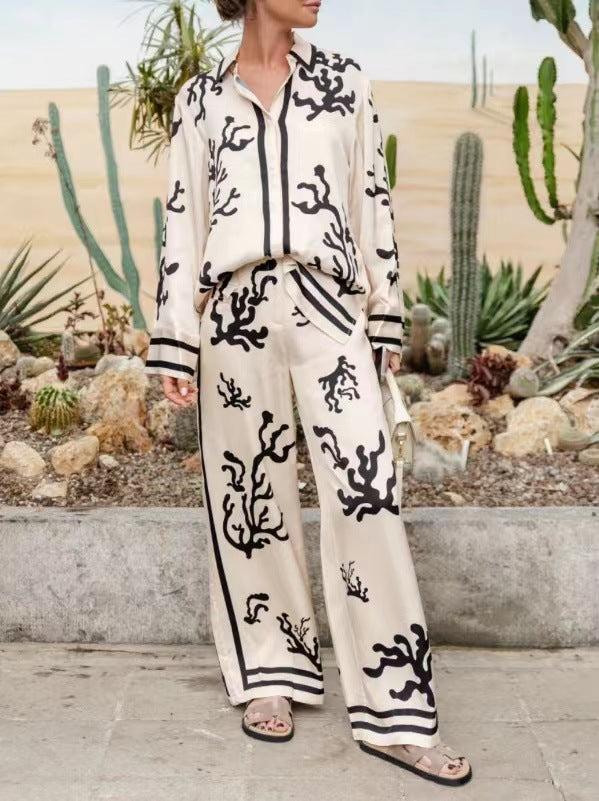 Colorful Floral Print Long Sleeve Casual Set