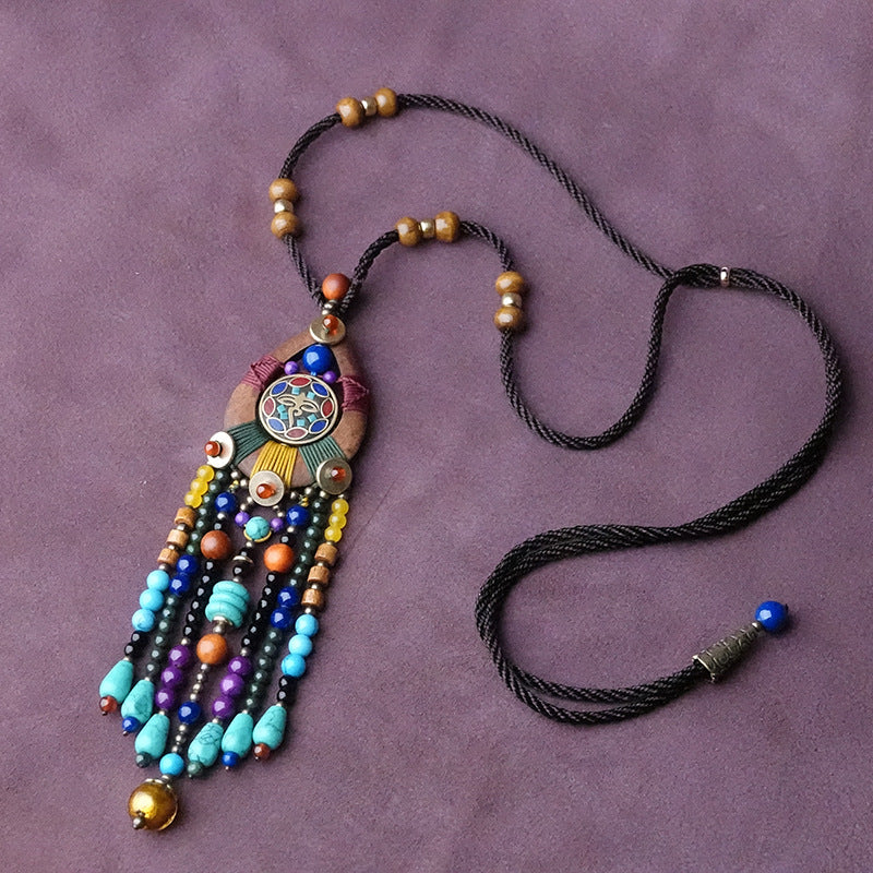 Ethnic Sweater Chain Retro Tassel Bohemian Necklace Jewelry Personalized Tibetan Sweater Chain