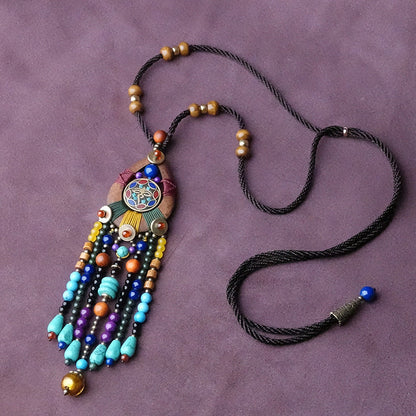 Ethnic Sweater Chain Retro Tassel Bohemian Necklace Jewelry Personalized Tibetan Sweater Chain