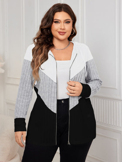 Color Block Loose Fit Cardigan Jacket for Women