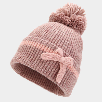 Winter Cute Bow Knot Hat Scarf Gloves Set