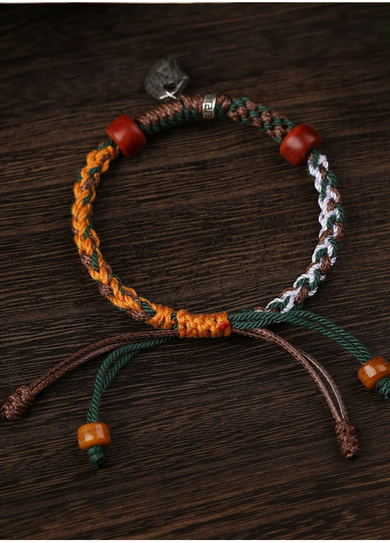 All Hand-Woven Tibetan Hand Rope Zaki Ramwen Play Bracelet Men'S And Women'S Hand Rubbing Cotton Rope Ethnic Style Jewelry