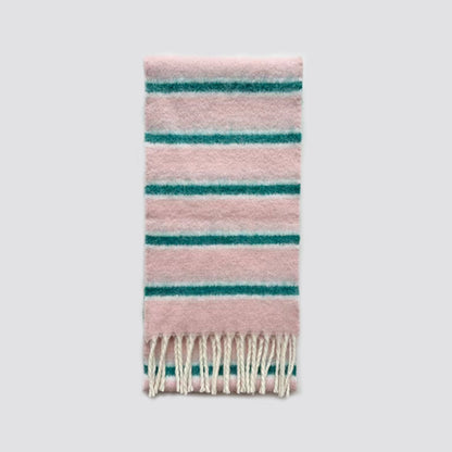Color Block Striped Scarf with Fringes Stylish Warm Scarf