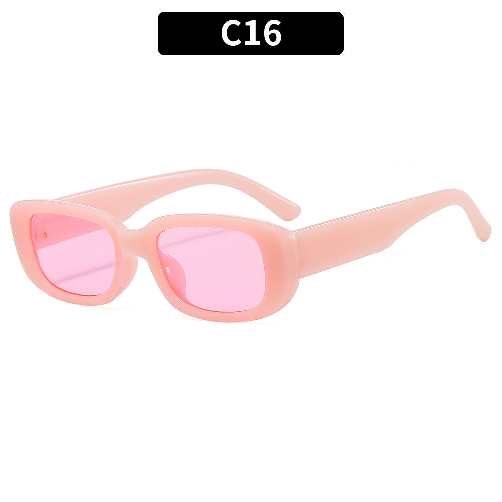 Trendy Square Frame Sunglasses Pink Lens Stylish Women's Eyewear