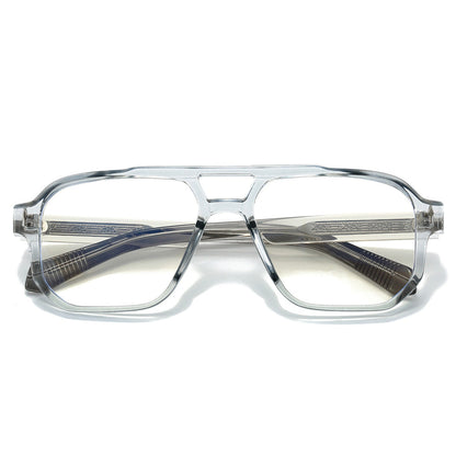 Trendy Double Bridge Pilot Glasses with Clear Lenses