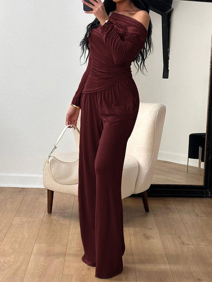 Elegant Long Sleeve T-Shirt and Pants Set for Women