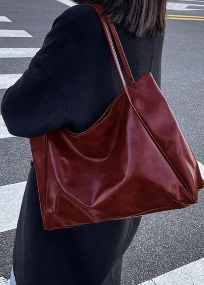 Spacious Faux Leather Tote With Glossy Finish