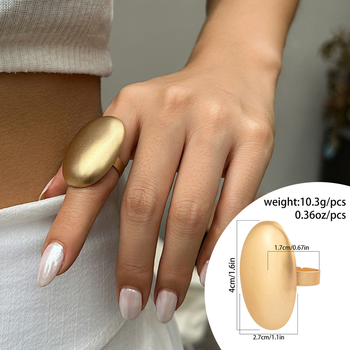 Exaggerated French Wrinkled Metal Ring Floral Design