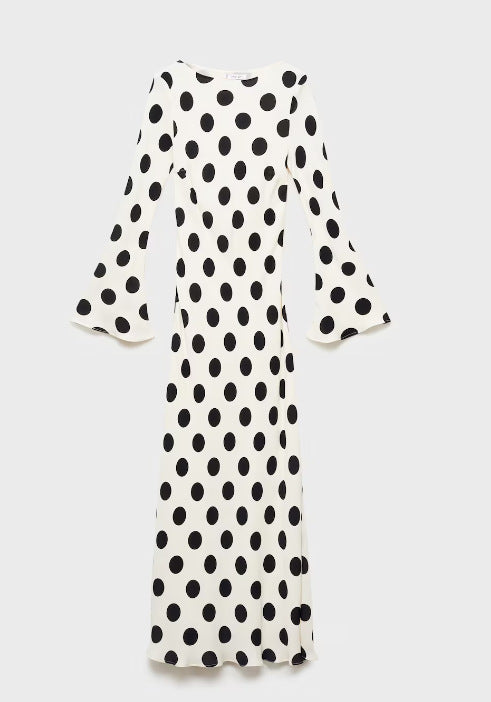Polka Dot A-Line Dress for Women - Trendy Casual Long Sleeves
