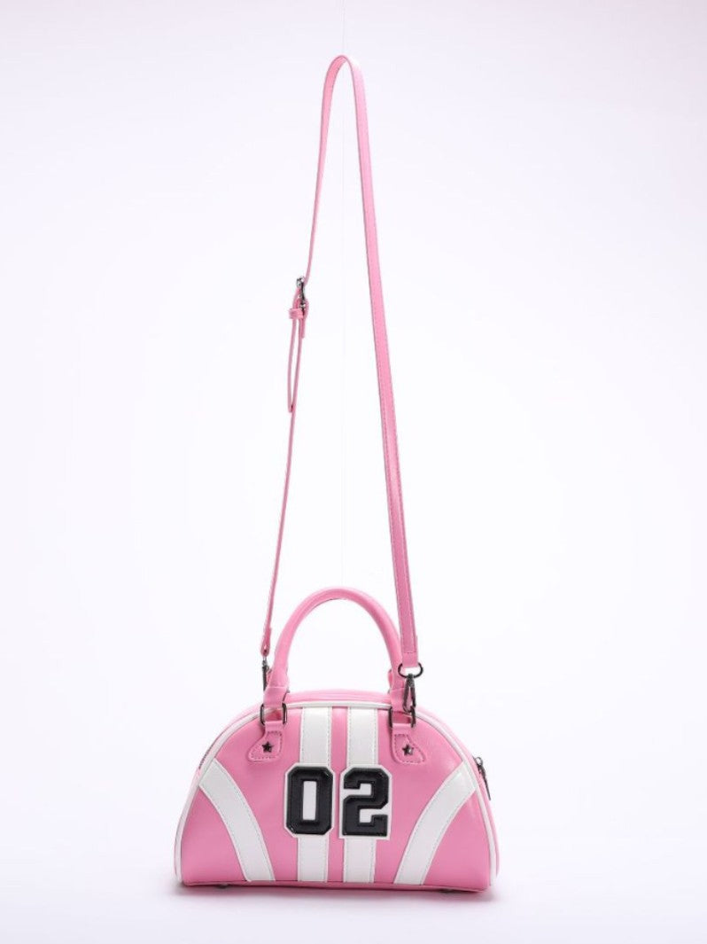 Bowling Style Color Block Handbag Trendy Casual Tote