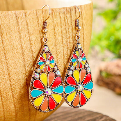 Colorful Alloy Drop Earrings Bohemian Style Fashionable Accessories