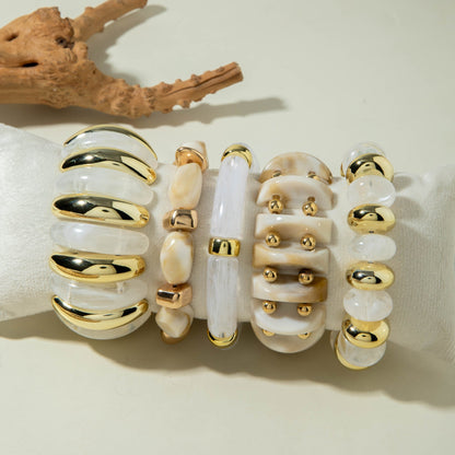 Exaggerated Acrylic Bead Bracelet Set Colorful Retro Jewelry