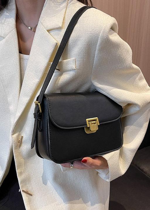 Compact PU Leather Crossbody Bag With Buckle