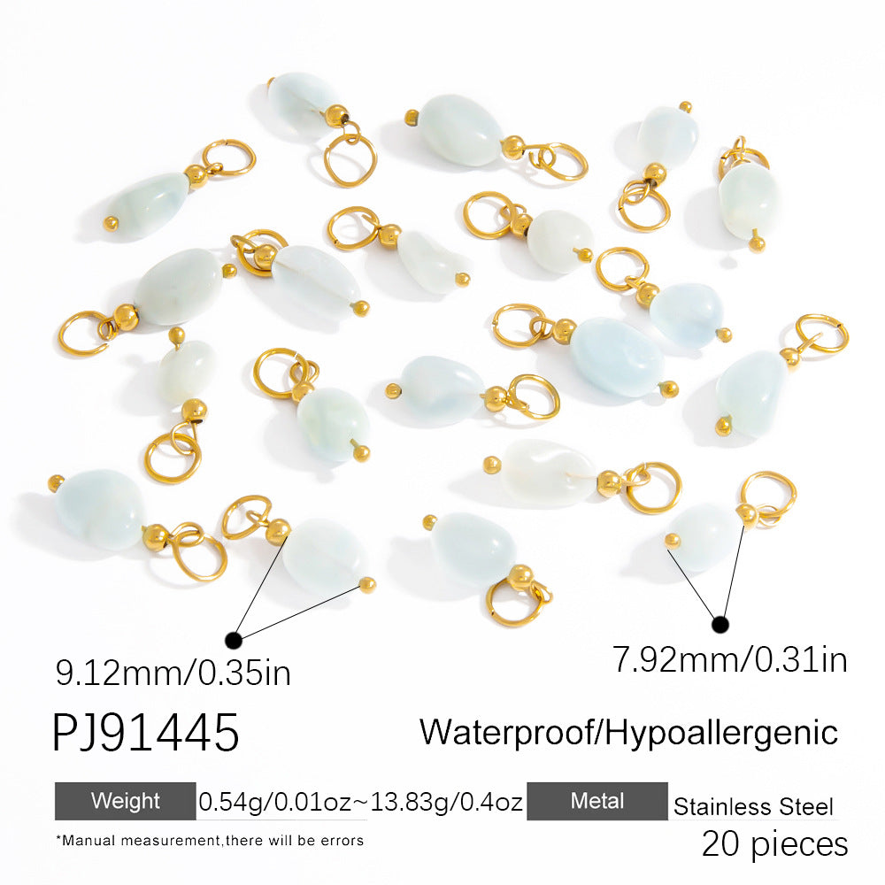Fashion Stainless Steel Natural Stone Pendant Earrings