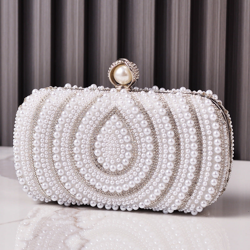 Pearl Detail Retro Clutch Bag for Women