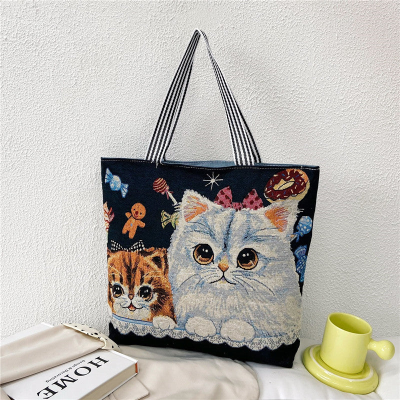 Ethnic Vintage Embroidered Canvas Tote Bag for Women