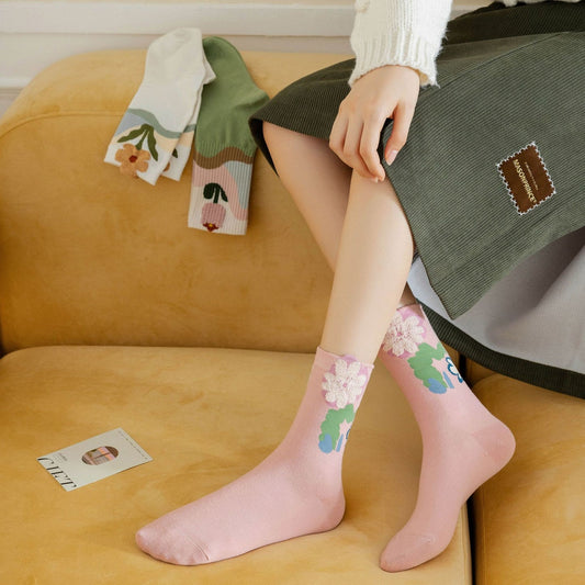 Rufia - 3D Floral Women’s Mid-Calf Socks