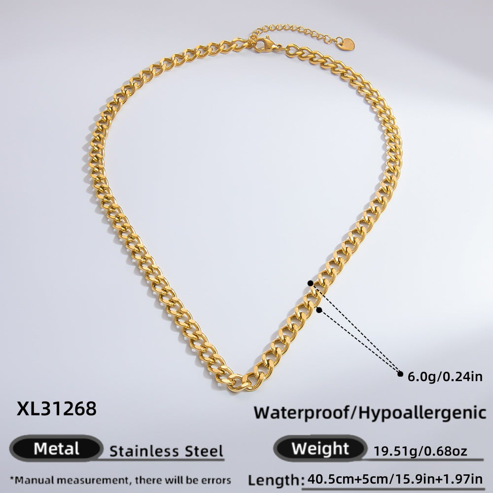 Geometric Stainless Steel 18k Gold Plated Layered Necklace for Women