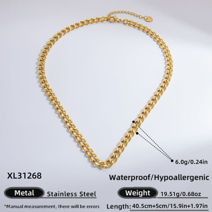 Geometric Stainless Steel 18k Gold Plated Layered Necklace for Women