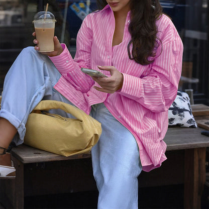 Casual Striped Long Sleeve Shirt For Women