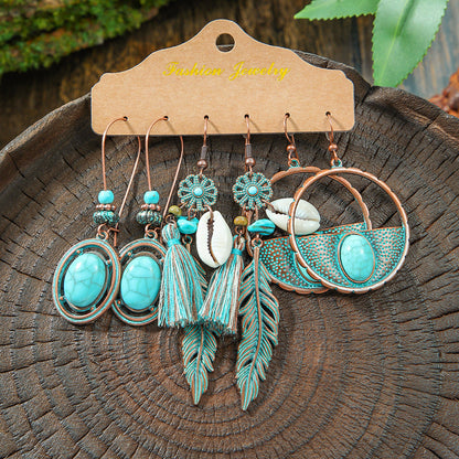 Vintage Bohemian Hollow Geometric Tassel Earrings
