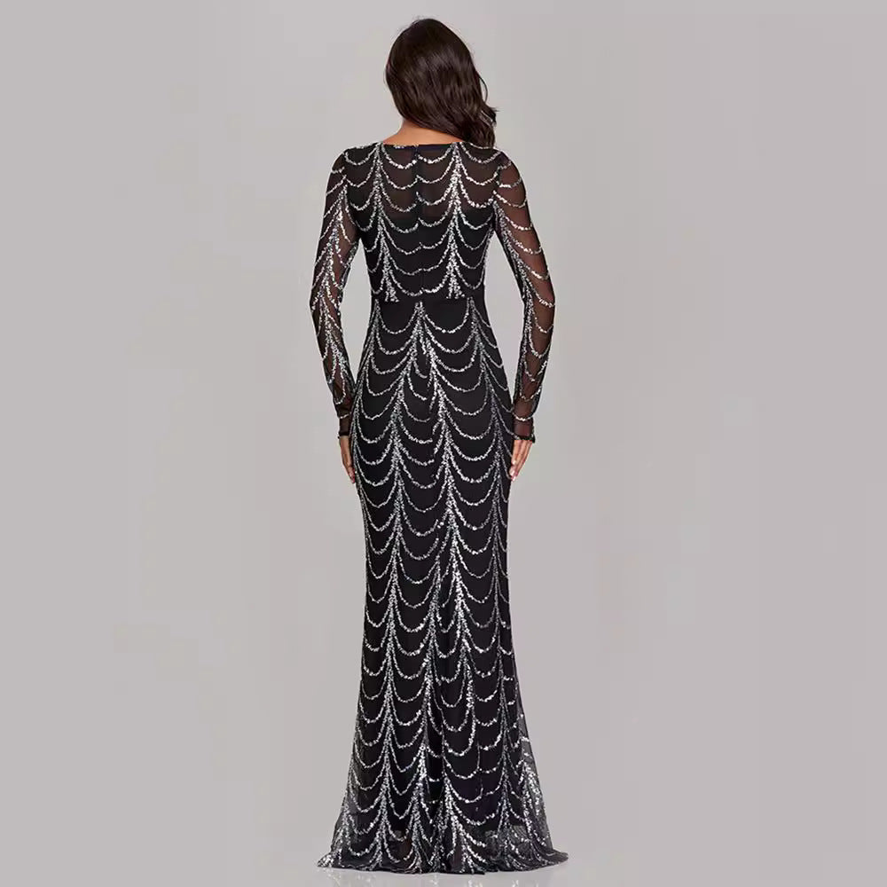 Elegant Mermaid Dress with Sequins for Evening Parties