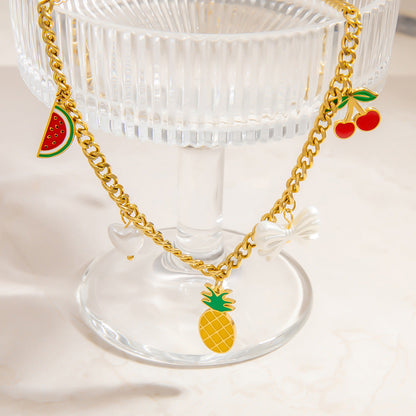 Elegant Stainless Steel Fruit Pendant Necklace for Women