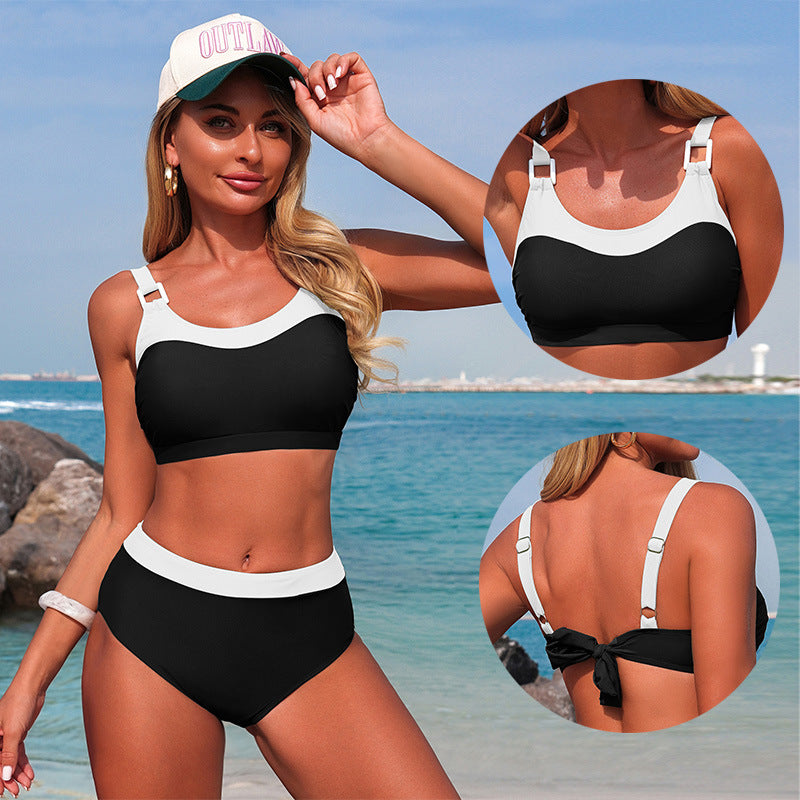 Women'S Athletic Bikini Swimsuit High Elastic Quick-Dry Two-Piece Set