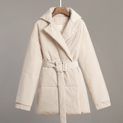 Collared Quilted Coat Slim Fit Belted Outerwear