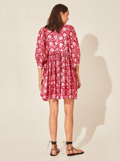 Floral Tie Loose Casual Dress Seaside Resort Dress