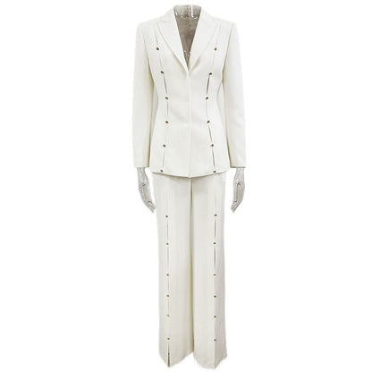 Hollow Out Blazer Pants Set