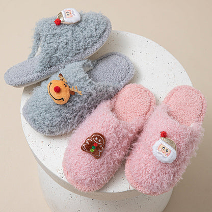 Fuzzy Fur Christmas Reindeer Indoor Slippers