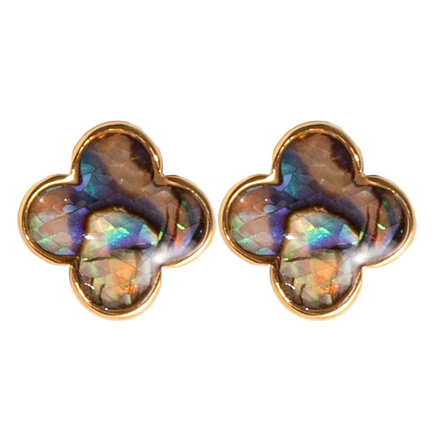 Fashionable Natural Colorful Abalone Clover Earrings For Women