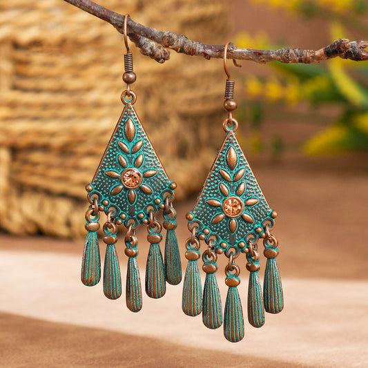Vintage Style Geometric Alloy Tassel Earrings for Women
