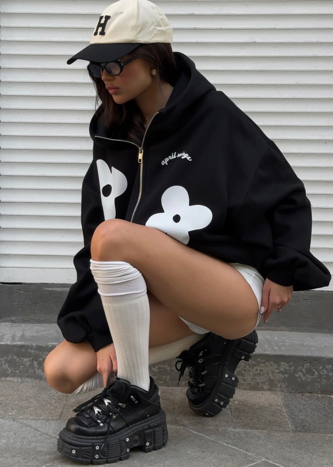 Oversized Hoodie Soft Fabric Floral Print