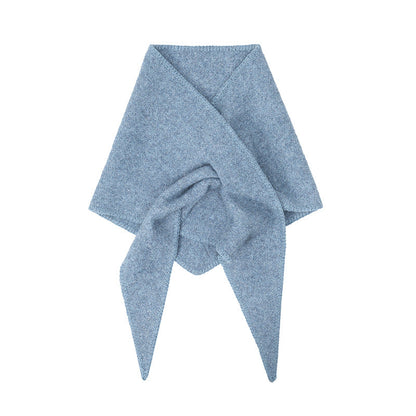 Winter Knit Wool Solid Color Triangle Scarf