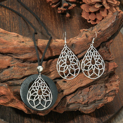 Vintage Ethnic Style Alloy Earrings Necklace Set Tree Design Jewelry