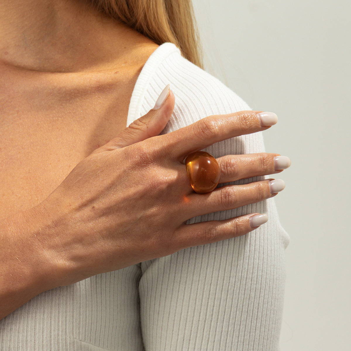 Colorful Resin Rings Geometric Design For Women