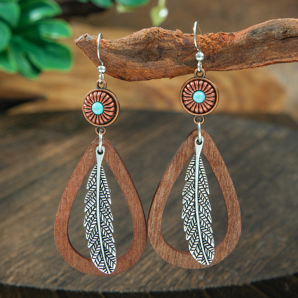 Bohemian Turquoise Teardrop Earrings Vintage Alloy Geometry