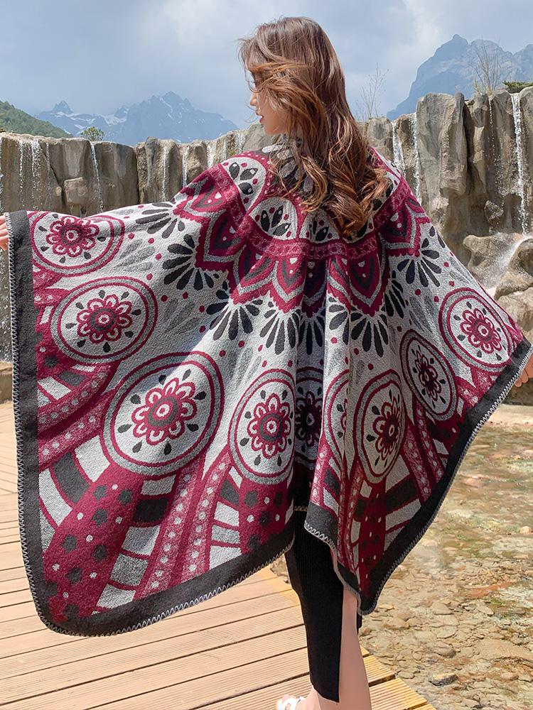 Tibetan Ethnic Shawl Grassland Thickened Cloak Scarf