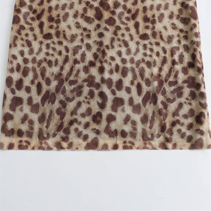 Leopard Print Bandeau Top and Skirt Sets
