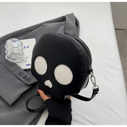 Trendy Skull Crossbody Bag Soft PU Bucket Bag for Casual Wear
