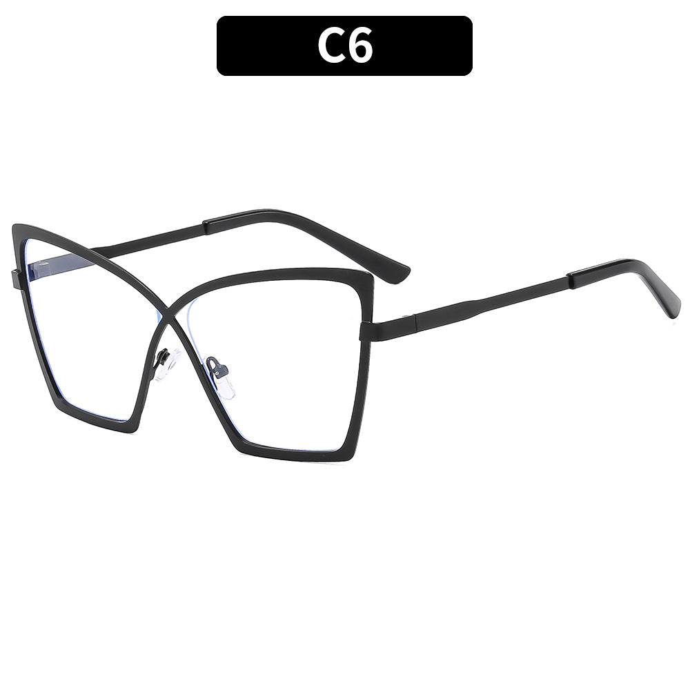 Trendy Large Frame Metal Blue Light Blocking Glasses
